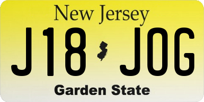 NJ license plate J18JOG