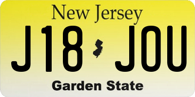 NJ license plate J18JOU