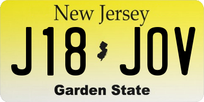 NJ license plate J18JOV