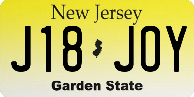 NJ license plate J18JOY