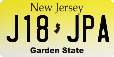 NJ license plate J18JPA