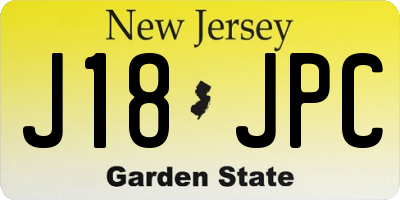 NJ license plate J18JPC