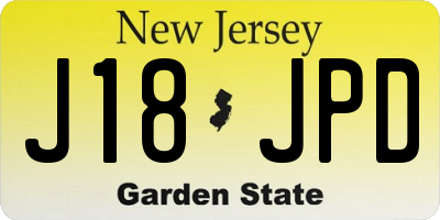 NJ license plate J18JPD