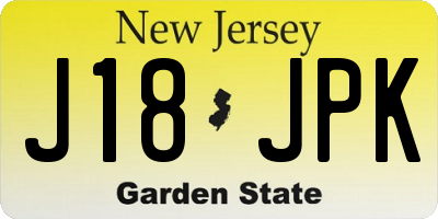 NJ license plate J18JPK