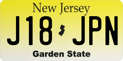 NJ license plate J18JPN