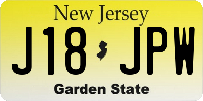 NJ license plate J18JPW