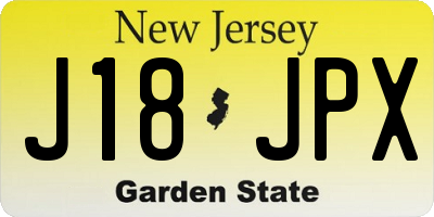 NJ license plate J18JPX