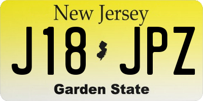 NJ license plate J18JPZ