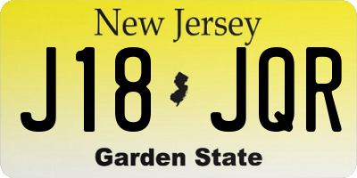 NJ license plate J18JQR