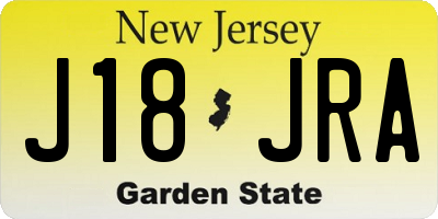 NJ license plate J18JRA