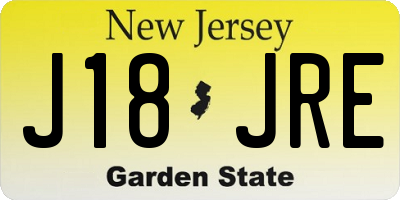 NJ license plate J18JRE