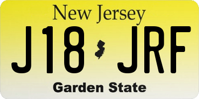 NJ license plate J18JRF