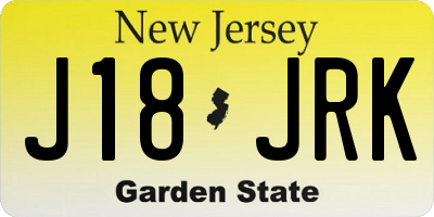 NJ license plate J18JRK