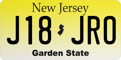 NJ license plate J18JRO