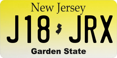 NJ license plate J18JRX