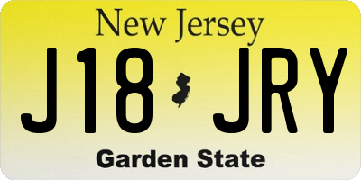 NJ license plate J18JRY