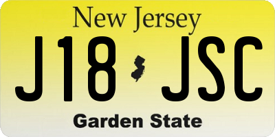 NJ license plate J18JSC