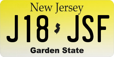 NJ license plate J18JSF