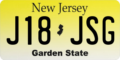 NJ license plate J18JSG