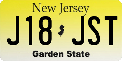 NJ license plate J18JST