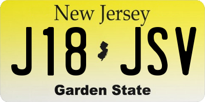NJ license plate J18JSV