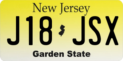 NJ license plate J18JSX