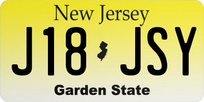 NJ license plate J18JSY