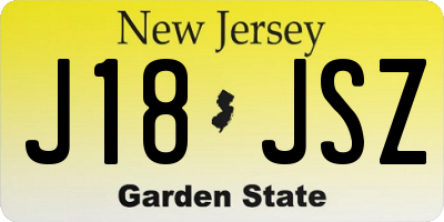 NJ license plate J18JSZ