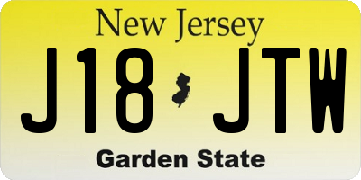 NJ license plate J18JTW