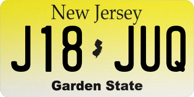 NJ license plate J18JUQ