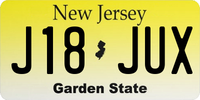 NJ license plate J18JUX