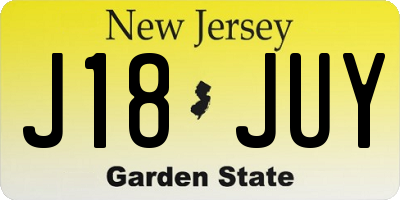 NJ license plate J18JUY