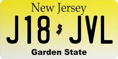 NJ license plate J18JVL