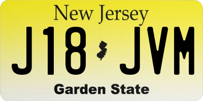 NJ license plate J18JVM