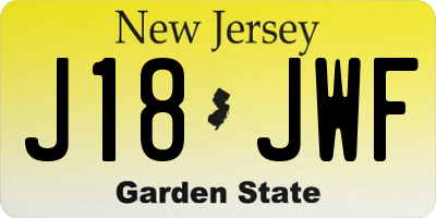 NJ license plate J18JWF