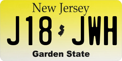 NJ license plate J18JWH