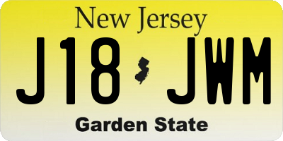 NJ license plate J18JWM