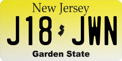 NJ license plate J18JWN
