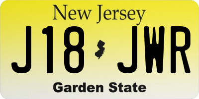 NJ license plate J18JWR