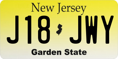NJ license plate J18JWY