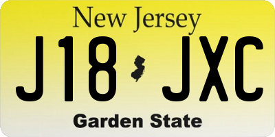 NJ license plate J18JXC