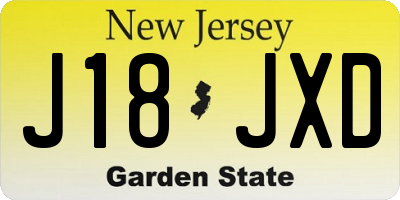 NJ license plate J18JXD