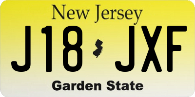NJ license plate J18JXF
