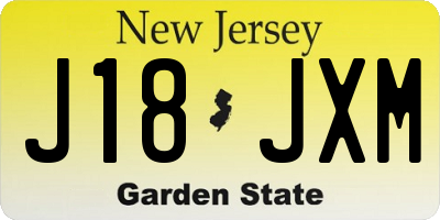 NJ license plate J18JXM