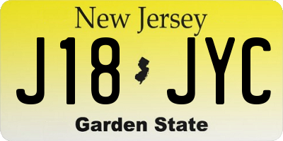 NJ license plate J18JYC