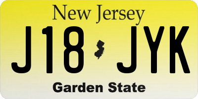 NJ license plate J18JYK