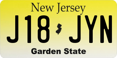 NJ license plate J18JYN