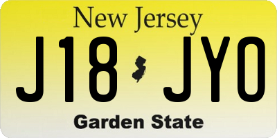 NJ license plate J18JYO