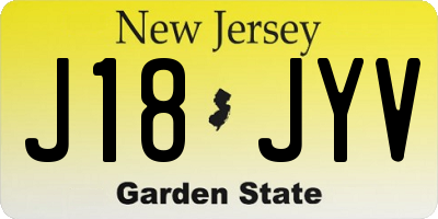 NJ license plate J18JYV