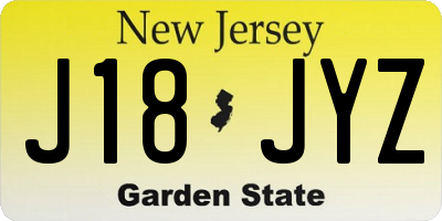NJ license plate J18JYZ